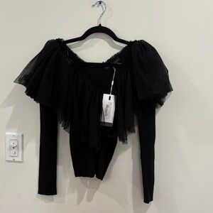 Elegant Black Ruffled Women's Top
